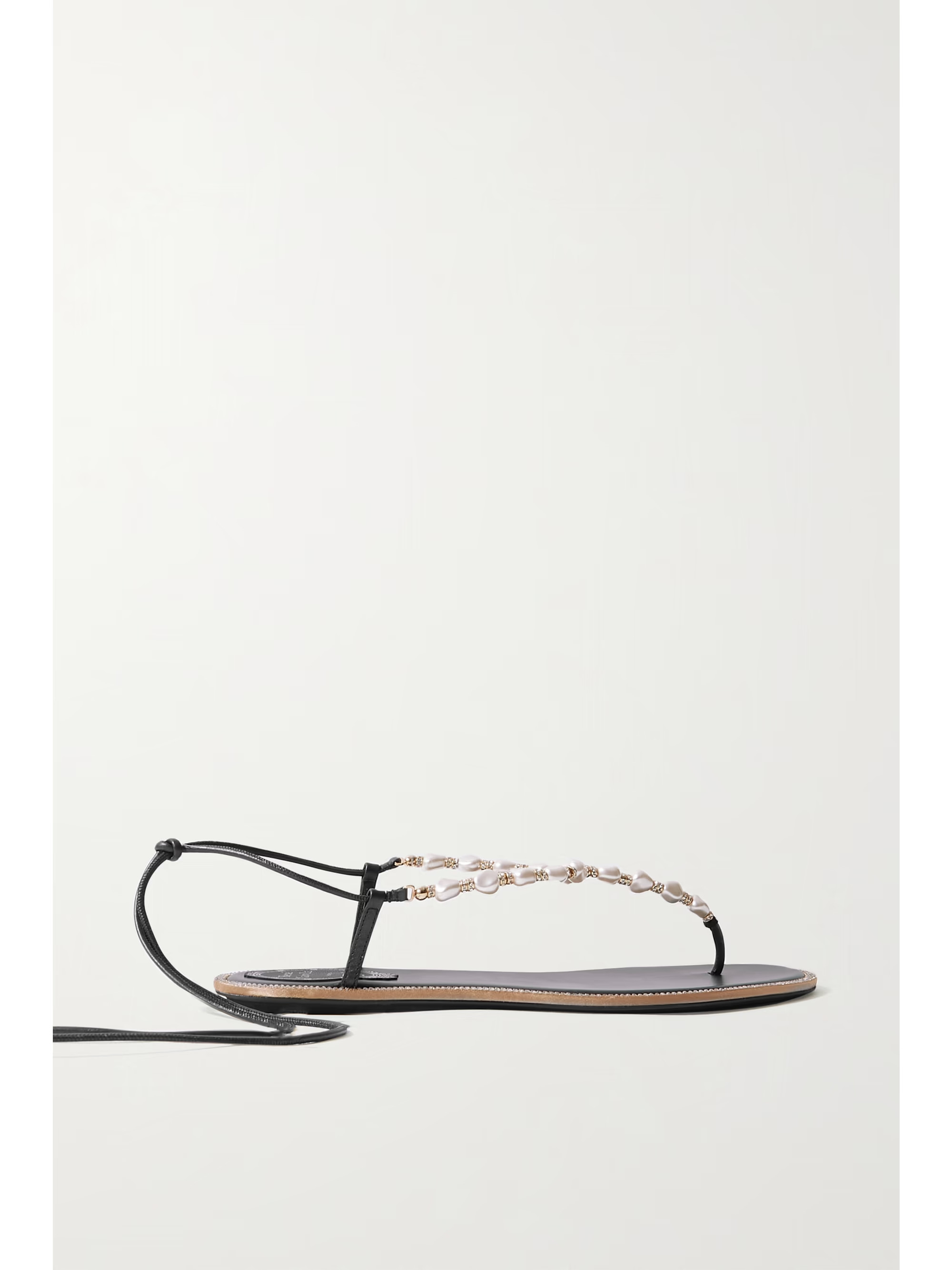 Faux pearl and crystal-embellished leather sandals | NET-A-PORTER (US)