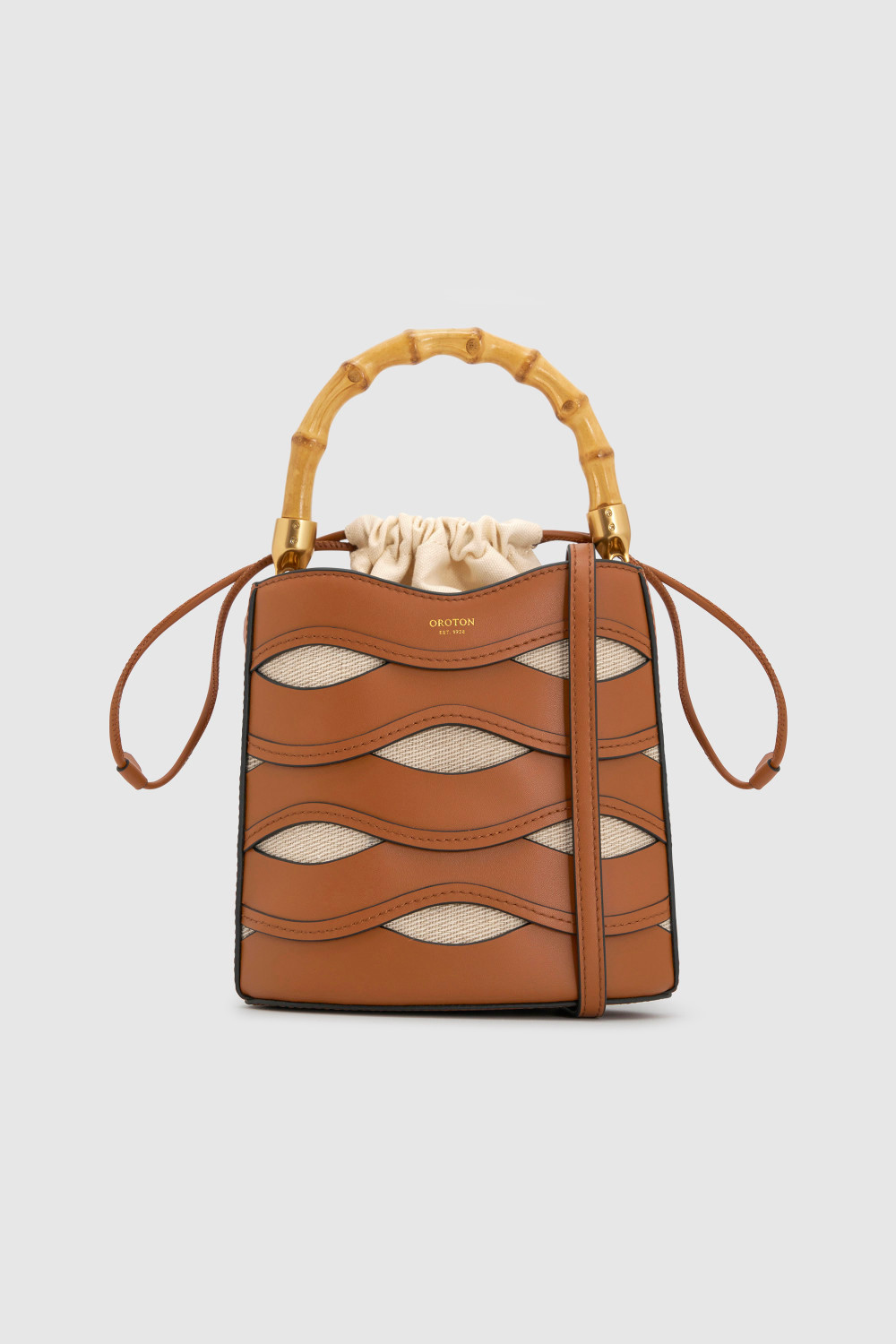 LEIGH RIC RAC BUCKET BAG Amber | Oroton