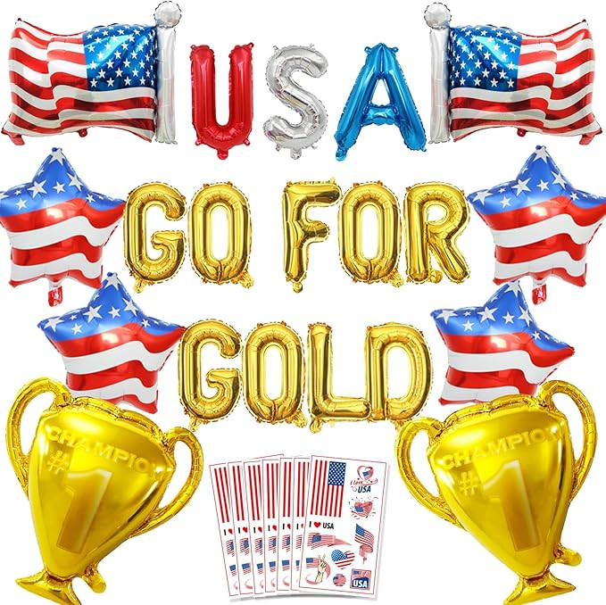Olympic Themed Party Balloon Decorations USA Go For Gold Balloon Banner for Sports Olympics Birth... | Amazon (US)