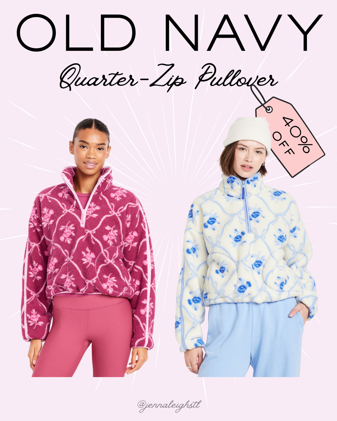 Old Navy has their popular printed Loose Sherpa quarter-zip pullovers 40% off right now. A cozy and stylish pick for chilly days. 

 #LTKSaleAlert #LTKMidsize #LTKFindsUnder50