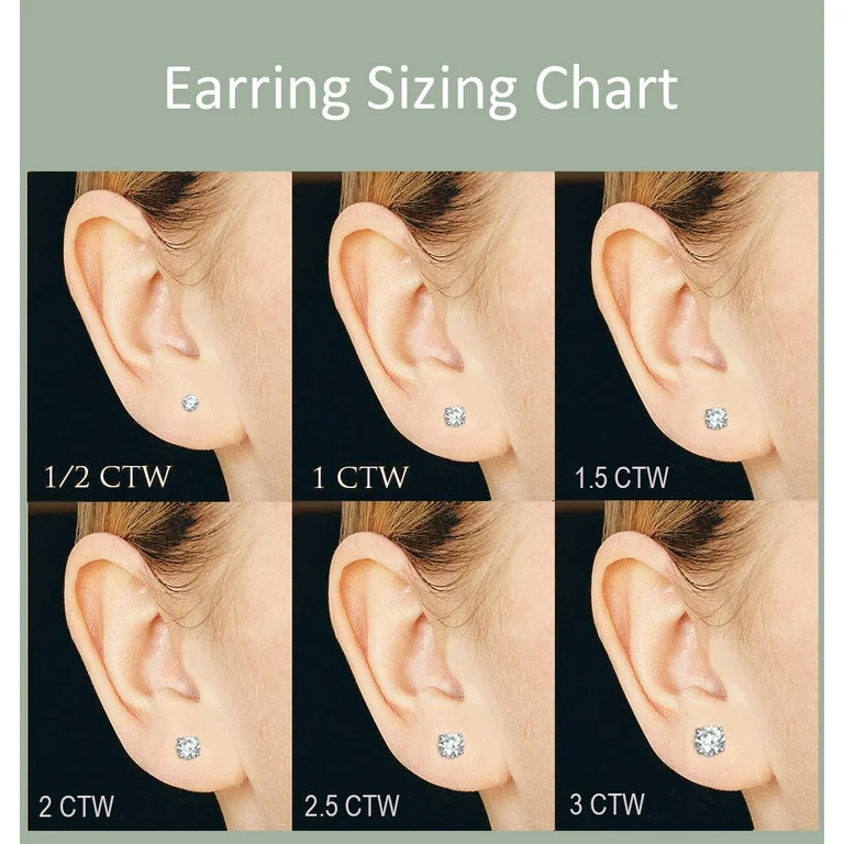 1 Carat Round Moissanite - 4 Prong Solitaire Stud Earrings - 18K White Gold Plating Over Silver | Walmart (US)