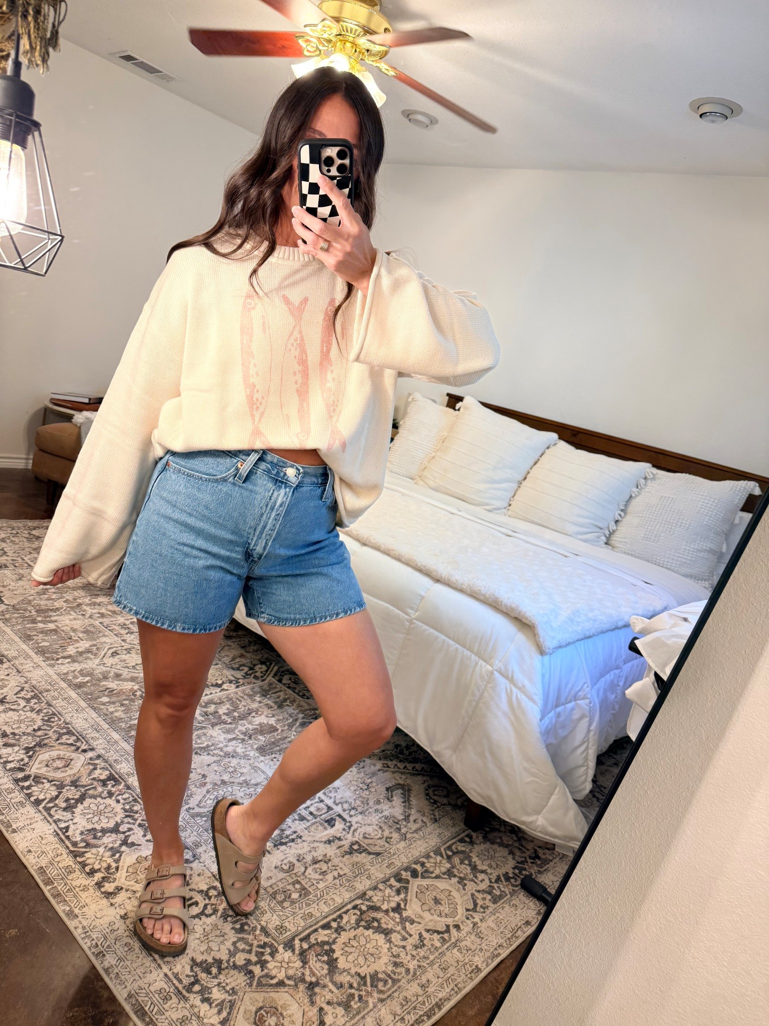 If your shorts aren’t flattering… these are the ones everyone’s switching to 🙌🏼

Not even kidding, these fix all the usual problems.

The cinch waist gives you that snatched, put-together look (without feeling tight), and the fit is actually made for real life:
no riding up, no back gap, no constant adjusting ✔️

Paired with this Aerie minnow graphic sweater and it’s the easiest outfit win 🤍
Lightweight, slightly oversized, and one of those pieces that makes you look styled in 5 seconds.

This is that throw-on-and-go combo for:
• busy mom days
• errands + coffee runs
• beach/lake cover-ups
• last-minute plans where you still want to look cute

And you’ll wear these on repeat—swap in boxer shorts, denim, or striped pants… it always works.

✨ Sizing
Top: Large (relaxed fit)
Shorts: 27
5’5” | 130 lbs

These are already going fast… if your size is in stock, I’d grab them now 🤍

#LTKSaleAlert #LTKmomlife #LTKootd