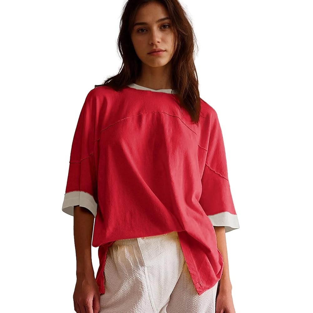 Songling Womens 3/4 Length Sleeve Casual Loose Fit Summer Tee Shirt Basics Cotton t Shirts Trendy... | Amazon (US)