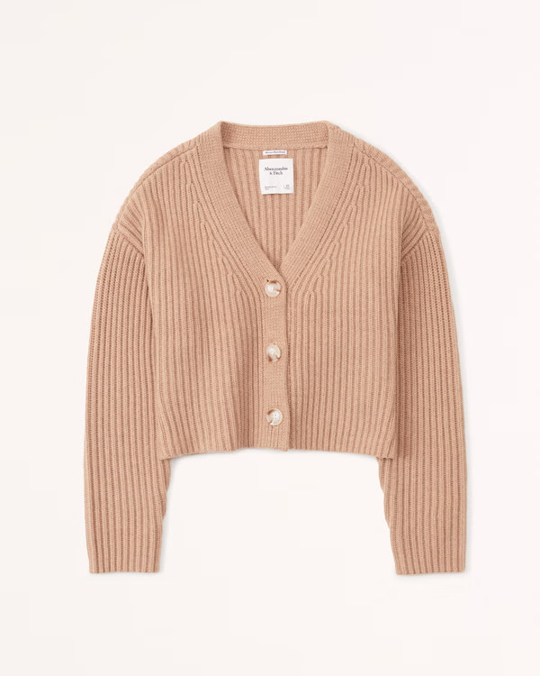 Women's Merino Wool-Blend Ribbed Cardigan | Women's | Abercrombie.com | Abercrombie & Fitch (US)