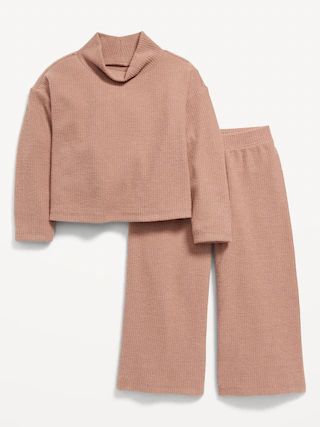 Cozy Rib-Knit Mock-Neck Top & Wide-Leg Pants Set for Toddler Girls | Old Navy (CA)