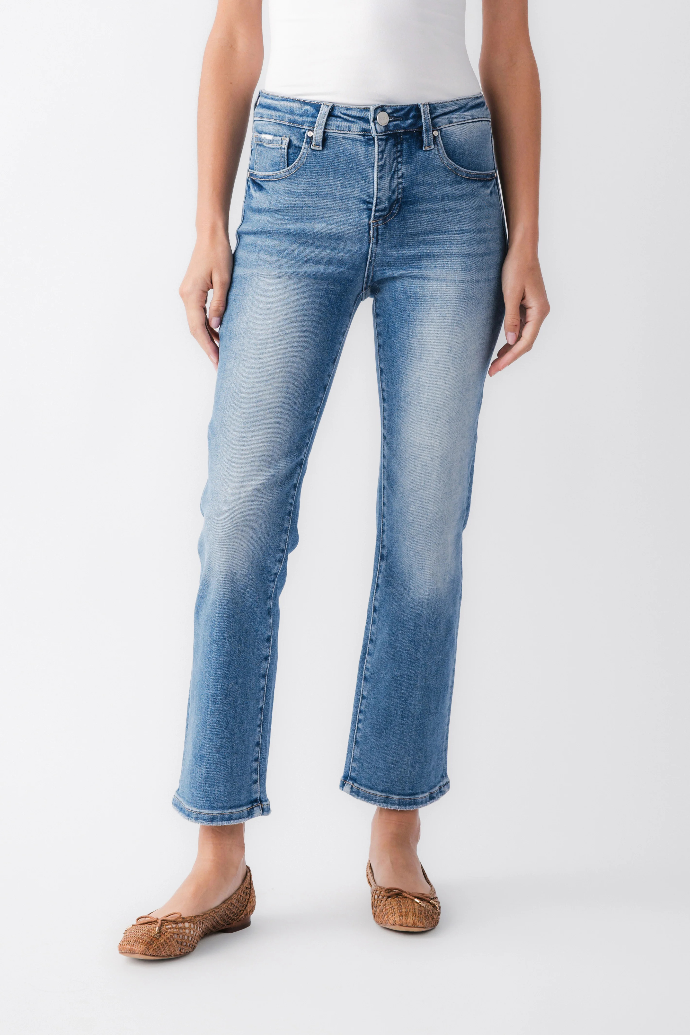 Risen Trish High Rise Straight Crop Jeans | Social Threads