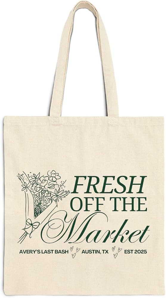 Personalized Fresh Off The Market Tote Bag, Farmers Market Tote Bag, Customized Bachelorette Part... | Amazon (US)