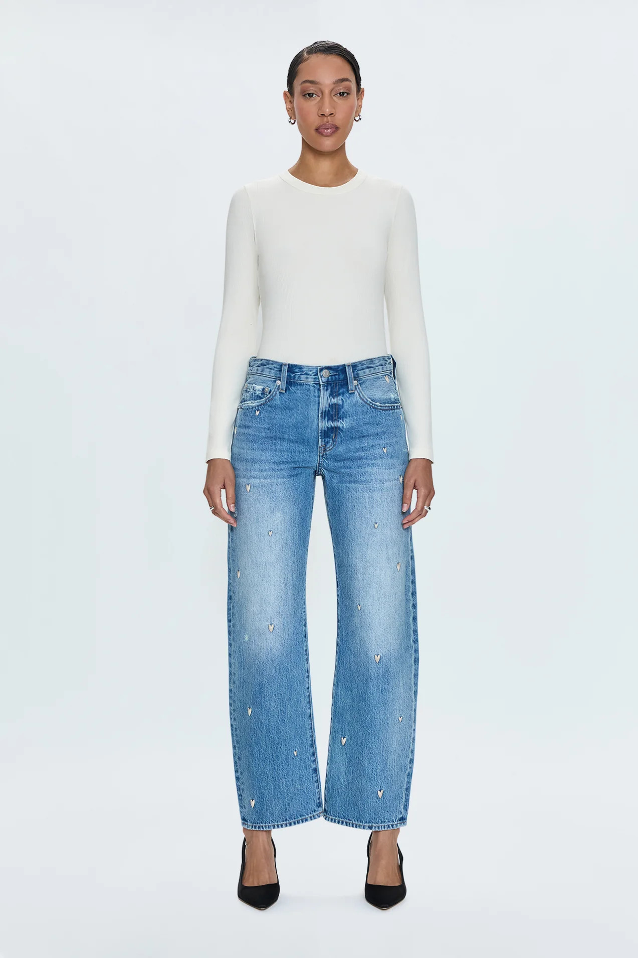 Lexi Mid Rise Bowed Straight Jean - Confetti Vintage | Pistola Denim