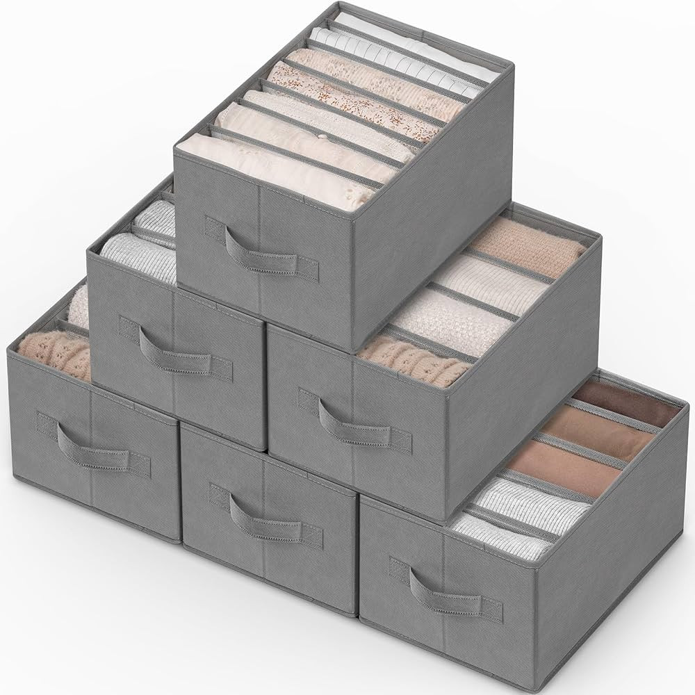 6 Pack Large Clothes Organizer, Wardrobe Closet Organizer and Storage with Handles, Foldable Fabr... | Amazon (US)