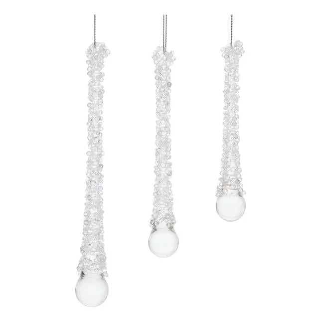 4.25 in., 5 & 6.25 in. Glass Icicle Drop Ornaments, Clear - Set of 12 | Walmart (US)
