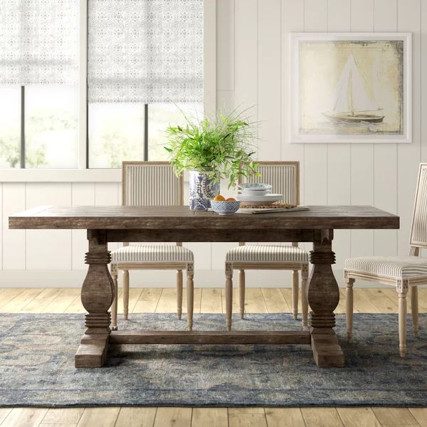 Kinston 38" Pine Solid Wood Trestle Dining Table | Wayfair North America