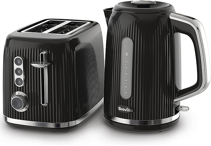 Breville Bold Black Kettle and Toaster Set | with 1.7 Litre, 3KW Fast-Boil Electric Kettle and 2-... | Amazon (UK)