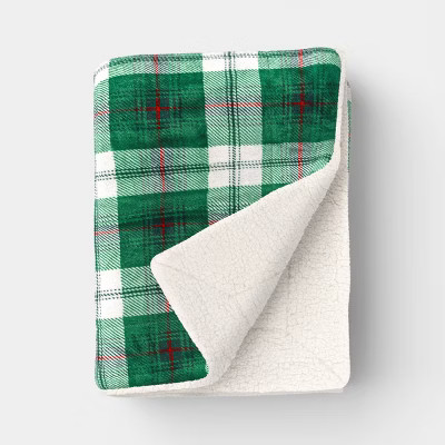 Plaid Plush Throw Blanket with Faux Shearling Reverse - Threshold™ | Target