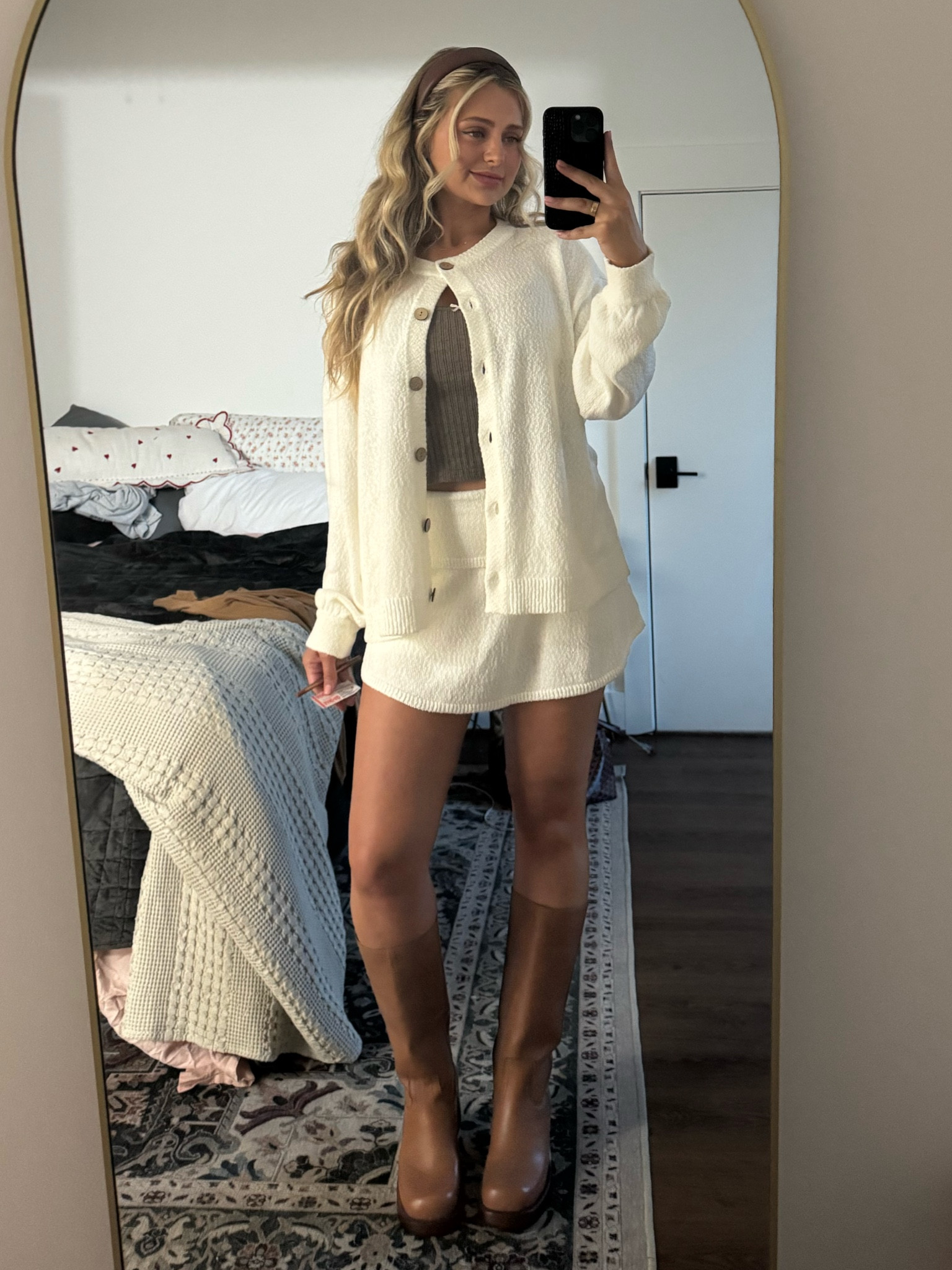 My boots are Jeffrey Campbell reflect boots in the color natural! 