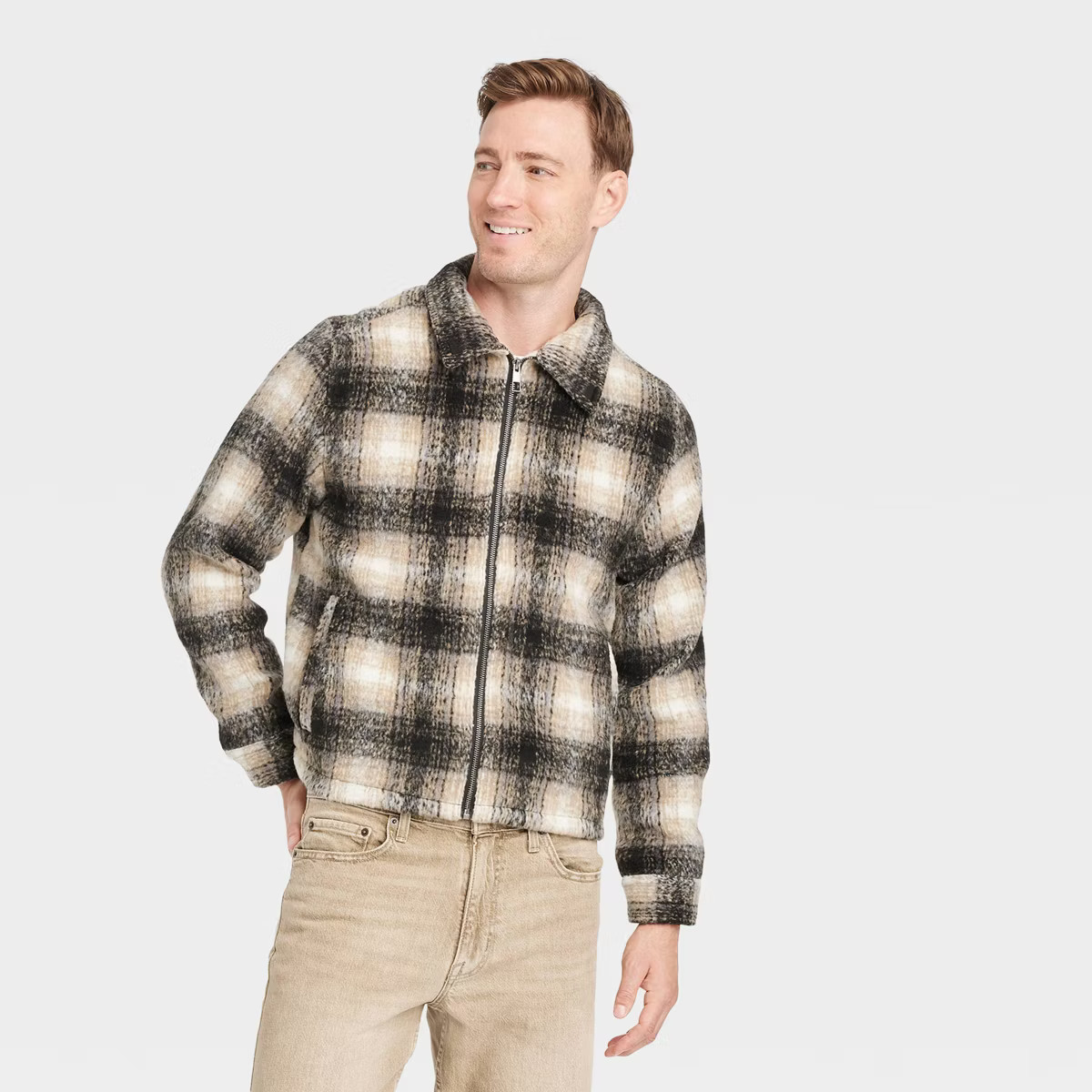 Men's Plaid Harrington Bomber Jacket - Goodfellow & Co™ Black | Target