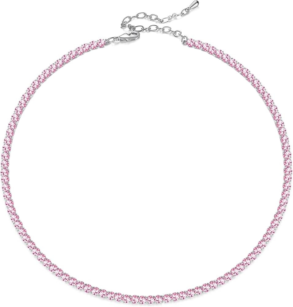 Sparkle Cubic Zirconia Crystal Choker Necklace for Women Dainty Simulated Diamond Tennis Necklace... | Amazon (US)