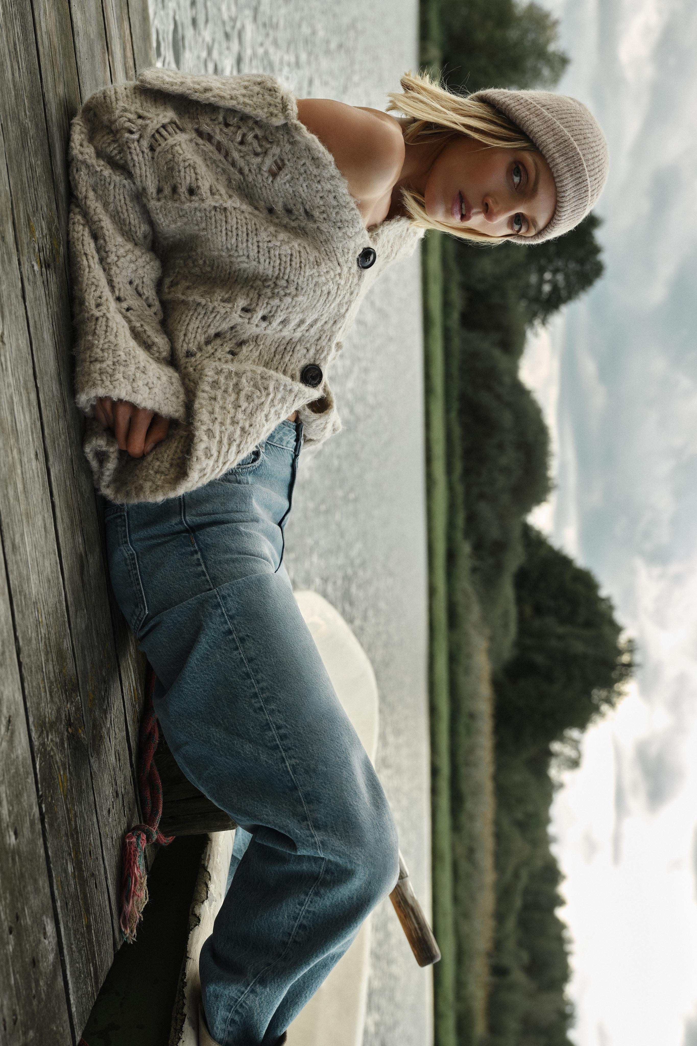 POINTELLE CHUNKY KNIT CARDIGAN | Zara US