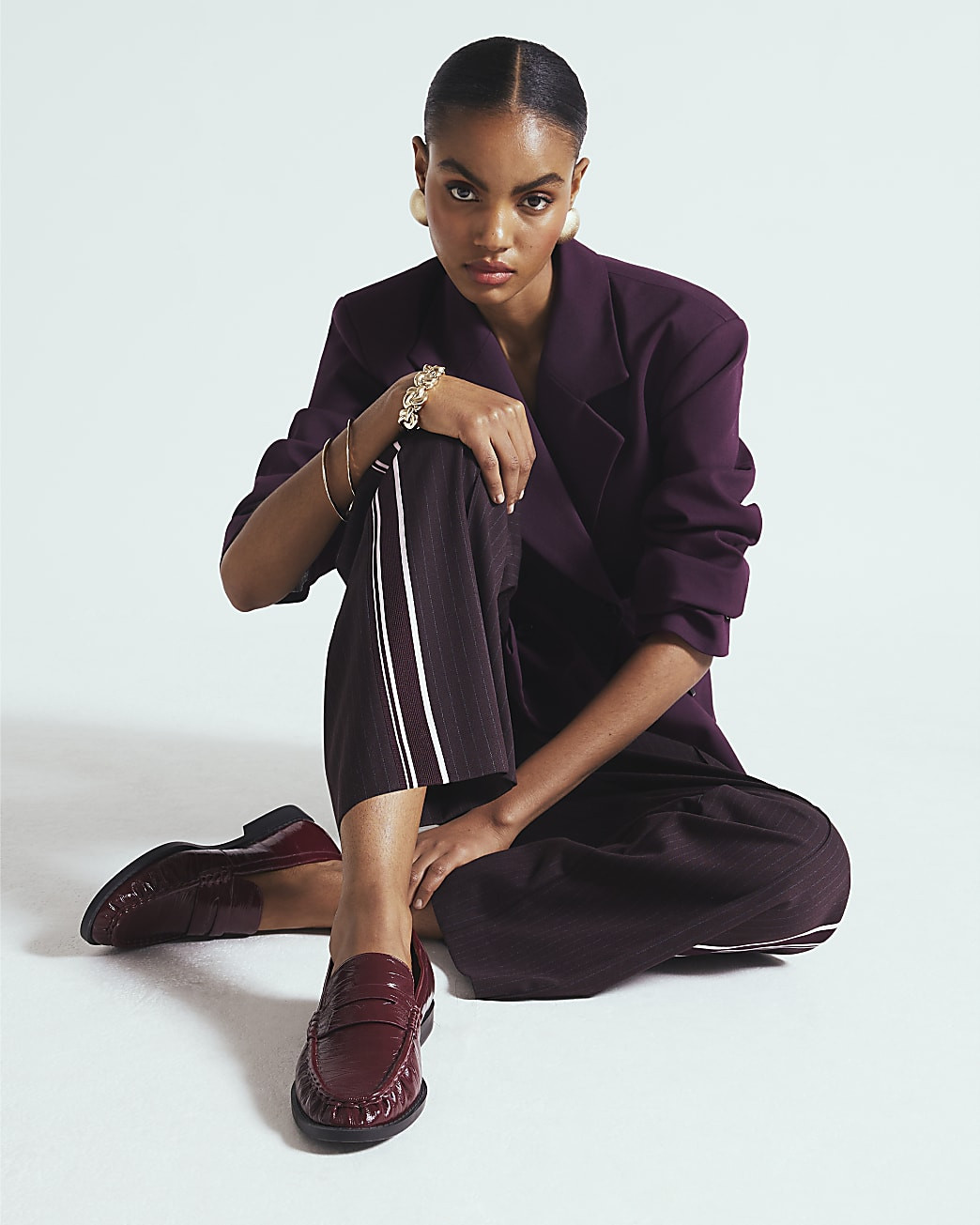 Red Ruched Loafers | River Island UK & IE