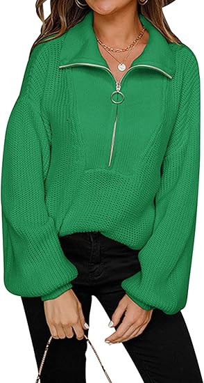 Bydezcon Sweaters for Women Casual Long Sleeve 1/4 Zip Pullover Sweaters Solid V Neck Loose Pullo... | Amazon (US)