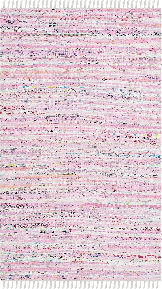 SAFAVIEH Rag Rug Collection Accent Rug - 2'3" x 3'9", Light Pink & Multi, Handmade Boho Stripe Co... | Amazon (US)