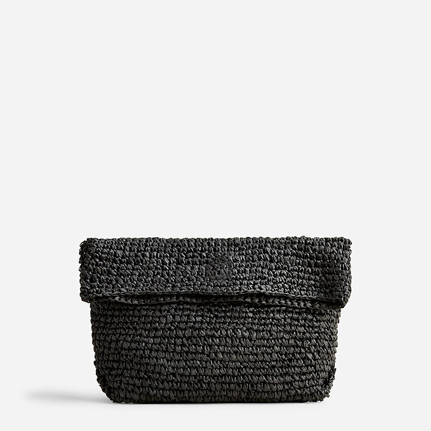 Raffia foldover clutch bag | J. Crew US
