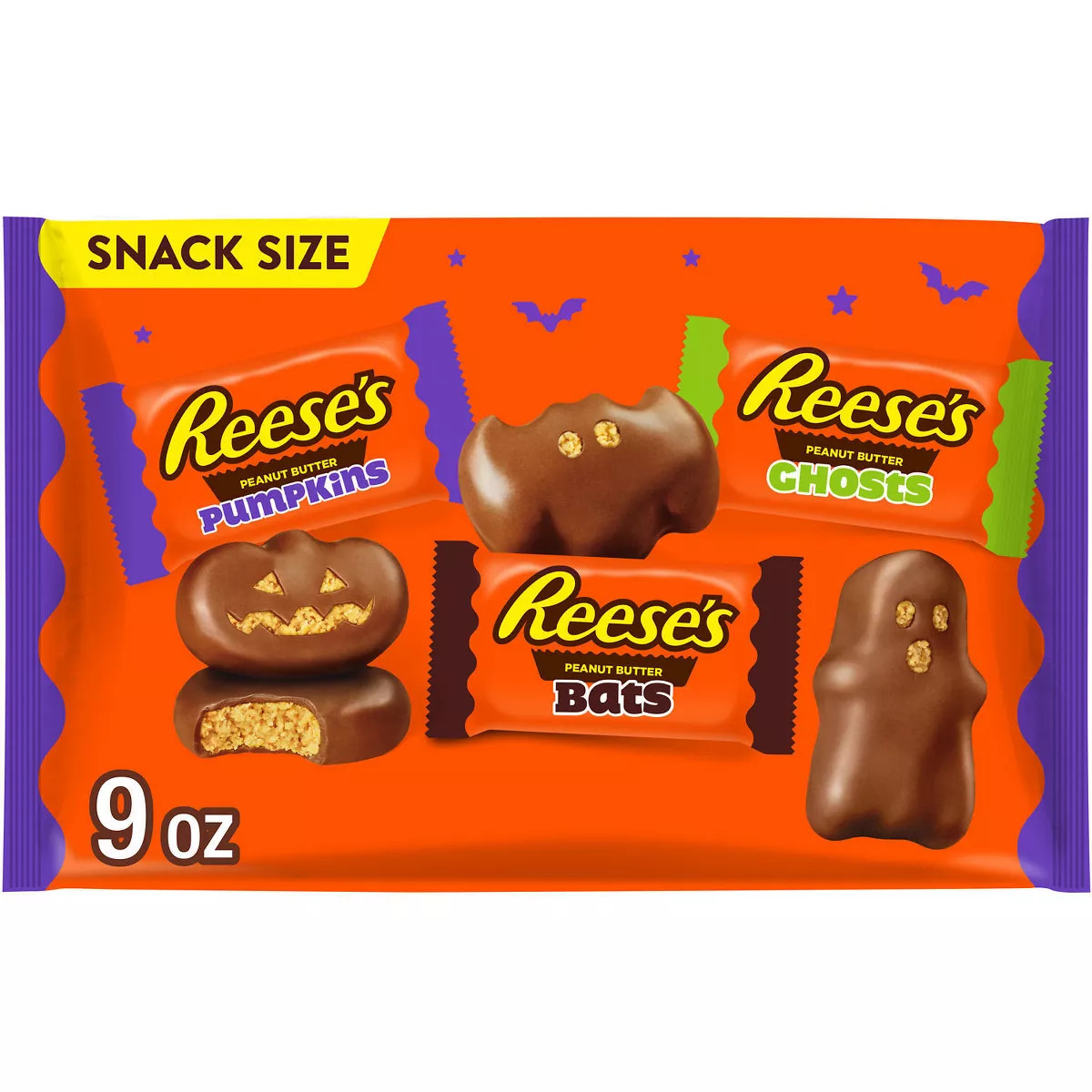Reese's Peanut Butter Milk Chocolate Assorted Shapes Halloween Candy Snack Size - 9oz | Target