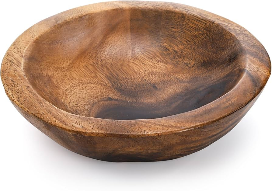 ZENFUN Wooden Decorative Bowl, Wood Round Serving Bowl, Walnut Tray Dish Kitchen Dining for Fruit... | Amazon (US)