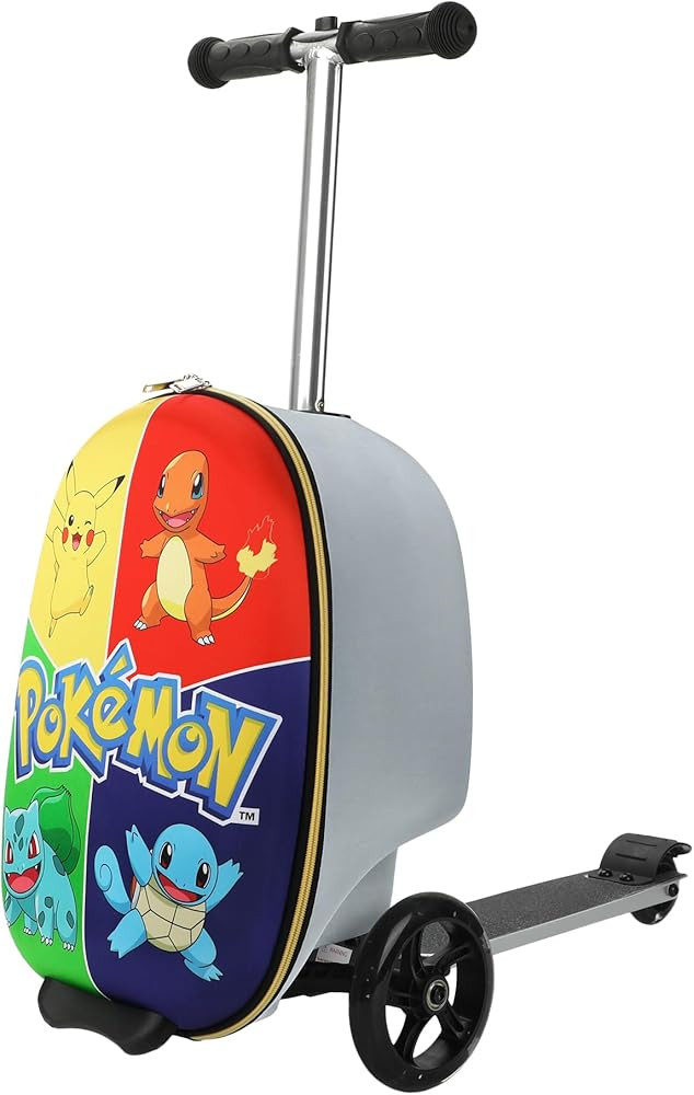 Bioworld Pokemon Character Art Scooter Youth Rolling Luggage Suitcase with Pikachu, Charmander, S... | Amazon (US)
