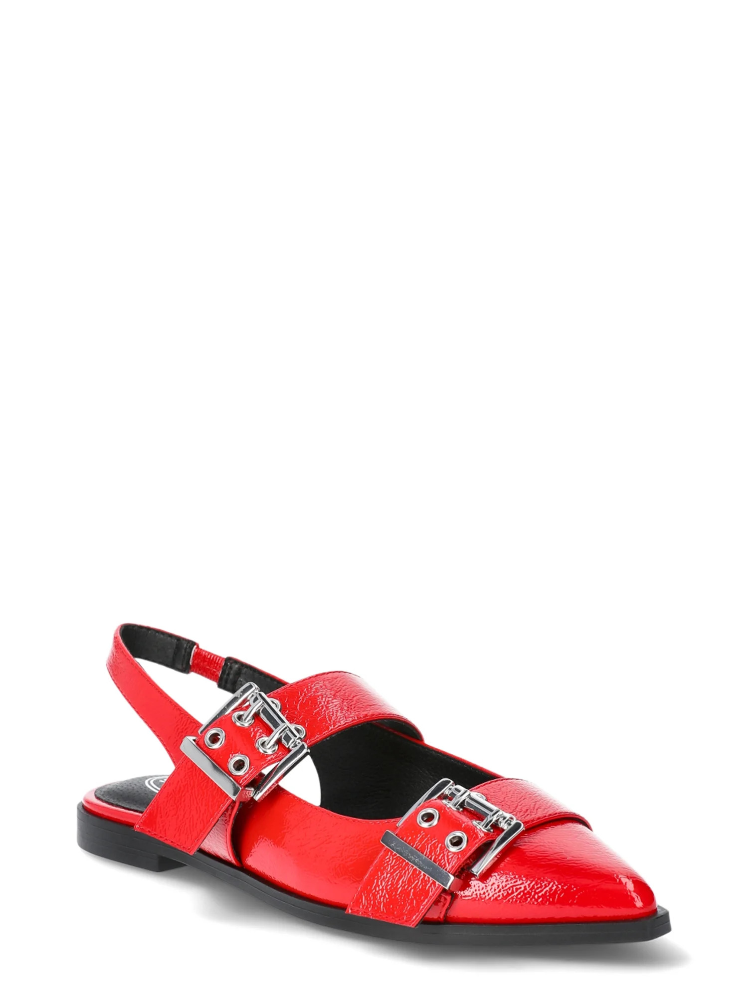 Scoop Women's Faux Leather Buckle Slingback Flats - Walmart.com | Walmart (US)