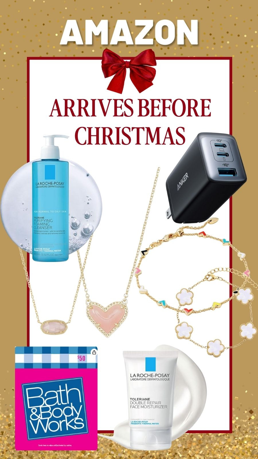 Last-minute holiday gift ideas from Amazon that arrive before Christmas! Perfect stocking stuffers for your teen! 

Anker charger, La Roche-Posay skincare, and Bath & Body Works gift card. Everything arrives before Christmas! #amazonfinds #giftideas 

 #LTKGiftGuide #LTKSaleAlert #LTKFindsUnder50