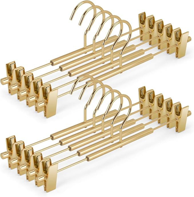 VWV 10 Pack Pants Hangers with Clips, 12.4 Inch Aluminum Skirt Hangers with 360° Swivel Hooks, H... | Amazon (US)