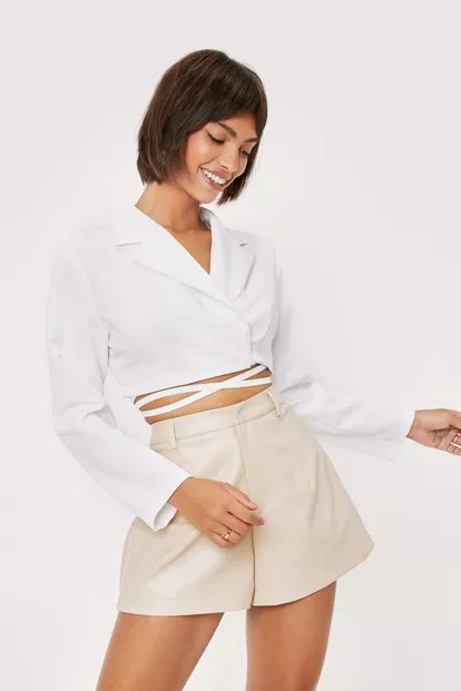 Faux Leather Star Design Shorts | Nasty Gal (US)