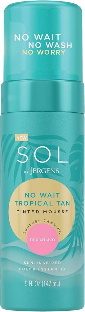 Sol by Jergens, Sunless Self Tanner Mousse, No Wait Tropical Tan, Instant Color No Transfer, 5 Mi... | Amazon (US)