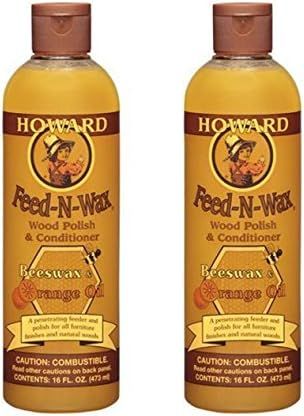 HOWARD Feed n Wax Wood & Conditioner Beeswax Polish, Orange, 16 Fl Oz, Pack of 2 | Amazon (US)