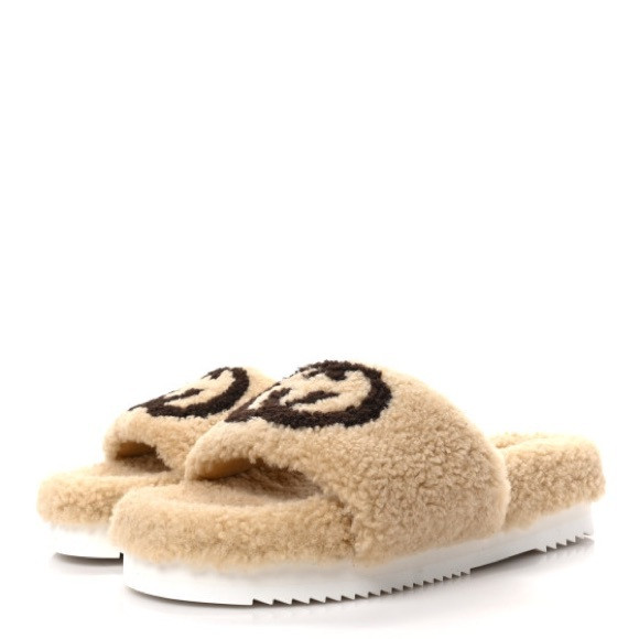 GUCCI Merino Interlocking G Slide Sandals Butterscotch Cocoa 38 | Poshmark
