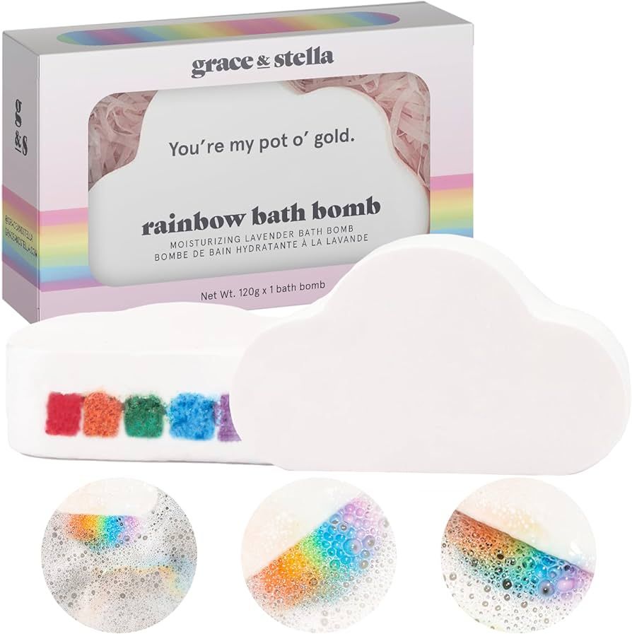 Grace & Stella Rainbow Bath Bombs for Kids (1-Pack) Kid Bath Bomb - Mini Bath Bomb for Kids Girls... | Amazon (US)