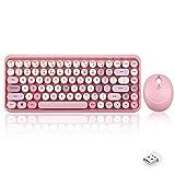 Perixx PERIDUO-713 Wireless Mini Keyboard and Mouse Combo, Retro Round Key Caps, Pastel Pink, US Eng | Amazon (US)