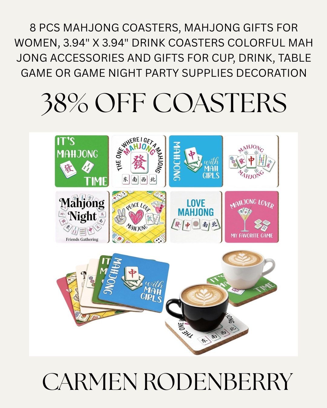 🀄️✨ Calling all Mahjong lovers! ✨🀄️
These adorable Mahjong-themed coasters are currently 38% off, and they are such a fun addition to game night, a hostess gift, or your favorite Mahjong table setup!
I love finding pieces that add a little personality to entertaining, and these colorful designs are both practical and cute. They'd also make a great gift for the Mahjong friend who seems to have everything.
🎁 Perfect for:
• Mahjong nights
• Hostess gifts
• Birthday gifts
• Game room decor
• Treating yourself
Tap to shop while they're on sale!


 Mahjong MahjongLife MahjongLover GameNight HostessGiftIdeas EntertainingAtHome SouthernHosting GiftIdeasForHer AmazonFinds MahjongGirls MahjongAccessories

#LTKOver40 #LTKHome #LTKSaleAlert