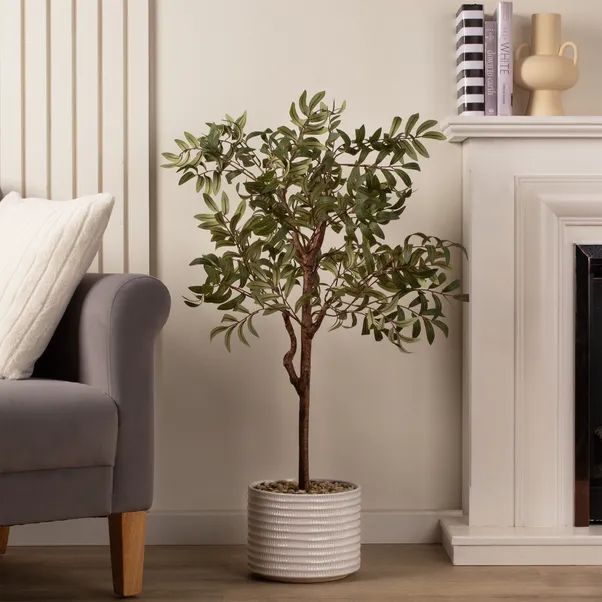 Artificial Olive Tree in White Ceramic Plant Pot | Dunelm