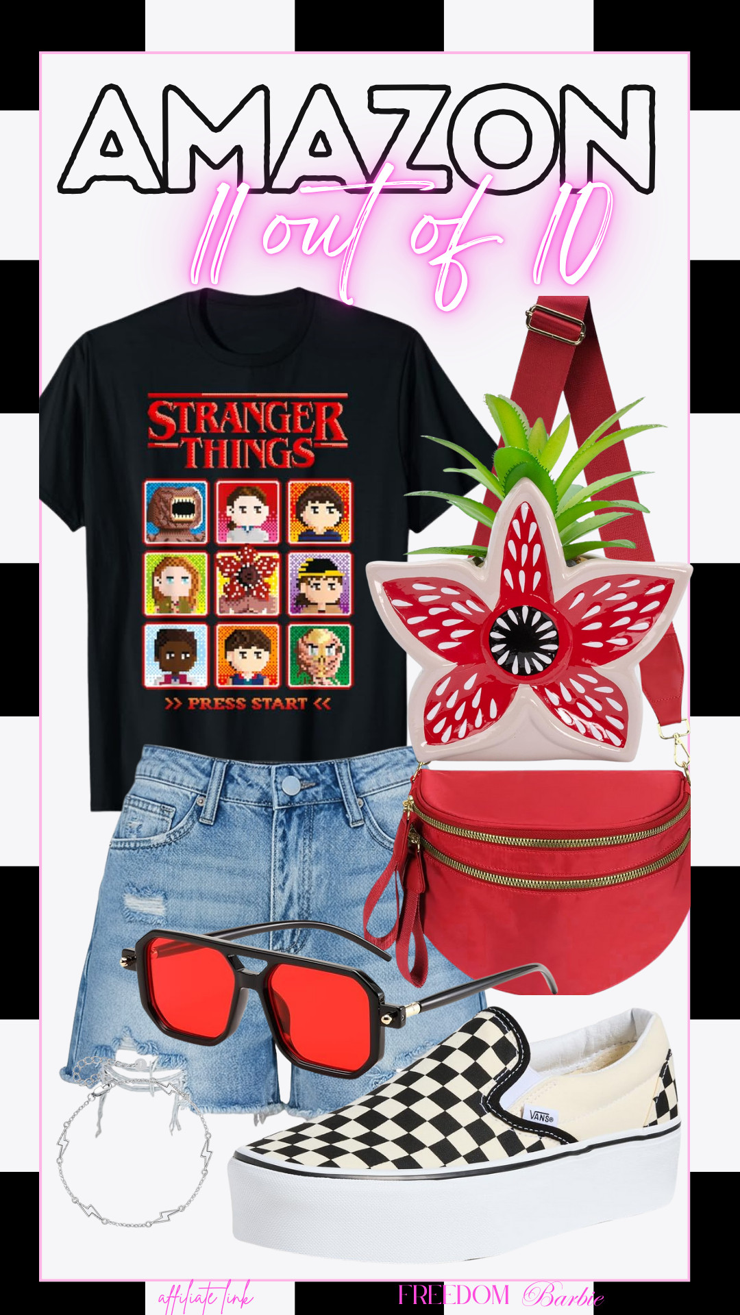 Getting ready for the final season (or just living in the Upside Down)? This Stranger Things inspired outfit is an absolute 11 out of 10. 🧇🩸

#StrangerThings #AmazonFinds #80sStyle #UpsideDown #AmazonFashion 

 #LTKValentine #LTKdayinmylife #LTKmomlife