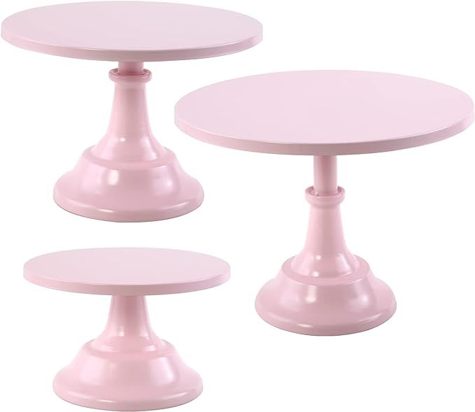 LIFESTIVAL Set of 3 Pink Cake Stand Round Metal Dessert Table Stands Display Plate for Party Wedd... | Amazon (US)