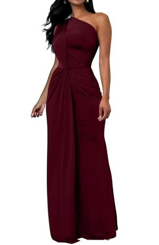 Memoriesea Women's Elegant Sleeveless One Shoulder Bodycon Evening Cocktail Maxi Dress | Amazon (US)