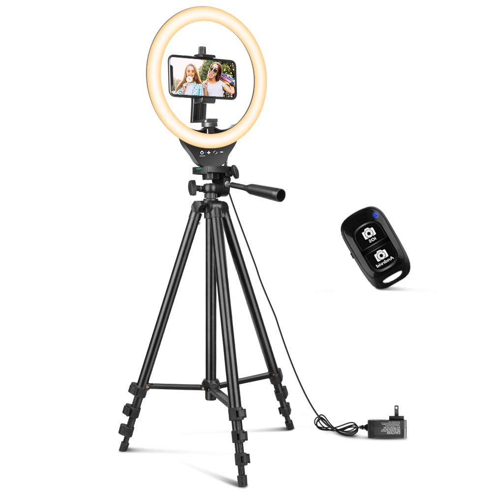 10'' Ring Light with 50'' Extendable Tripod Stand, Sensyne LED Circle Lights with Phone Holder for L | Amazon (US)