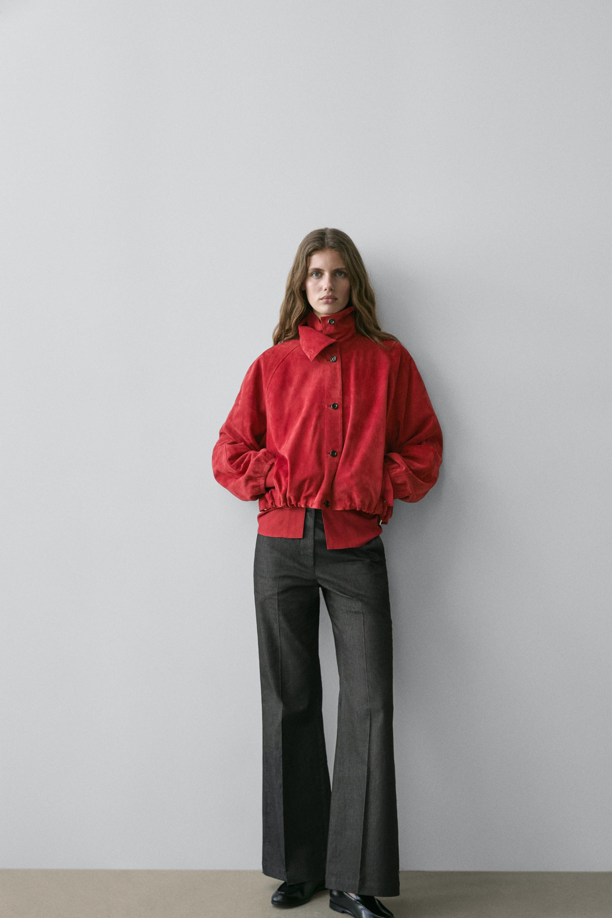 Bomberjacke aus Leder und Wildleder | Massimo Dutti DE