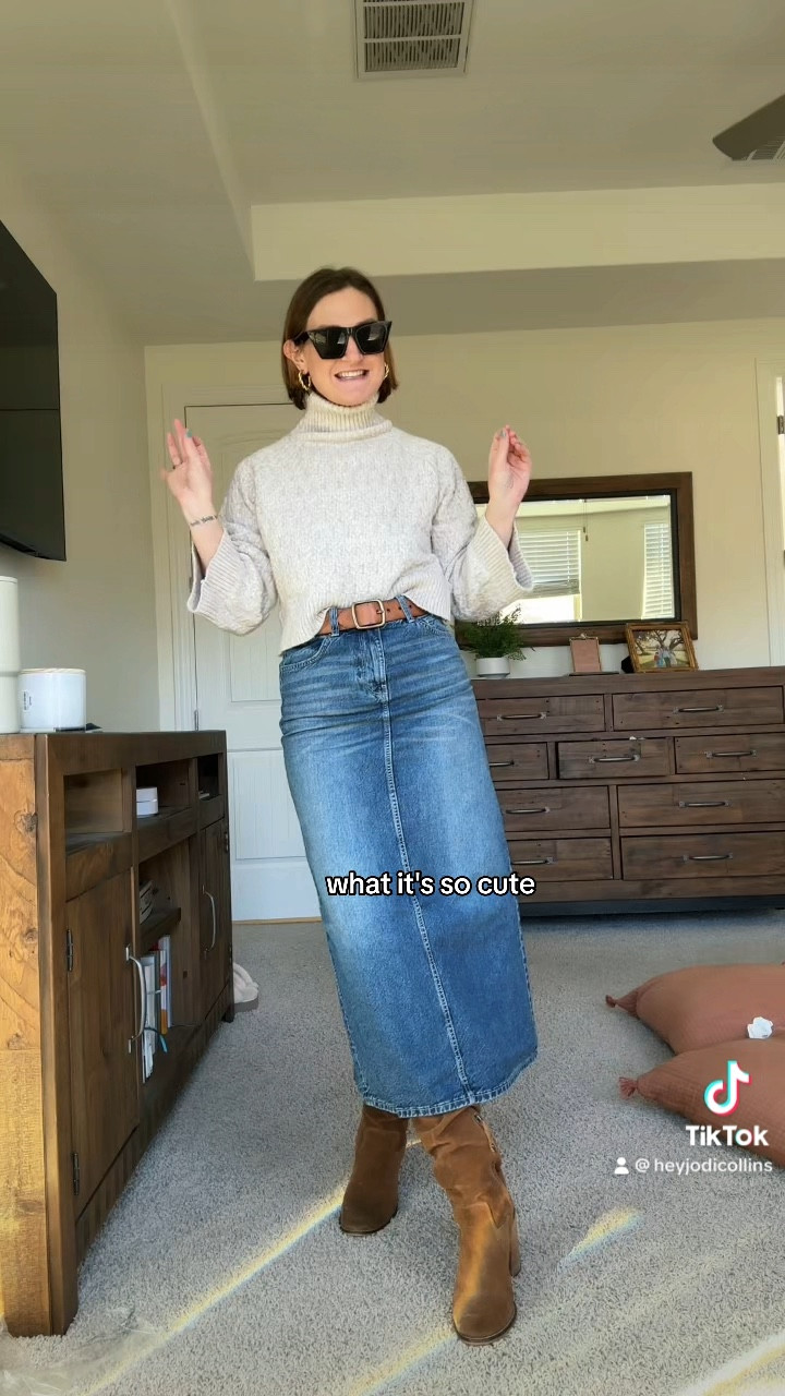 Denim skirt trend? Yes please! Wearing a size 6, my usual. All sizes stocked, hurry!!!! 

#LTKstyletip #LTKfindsunder50 #LTKmidsize