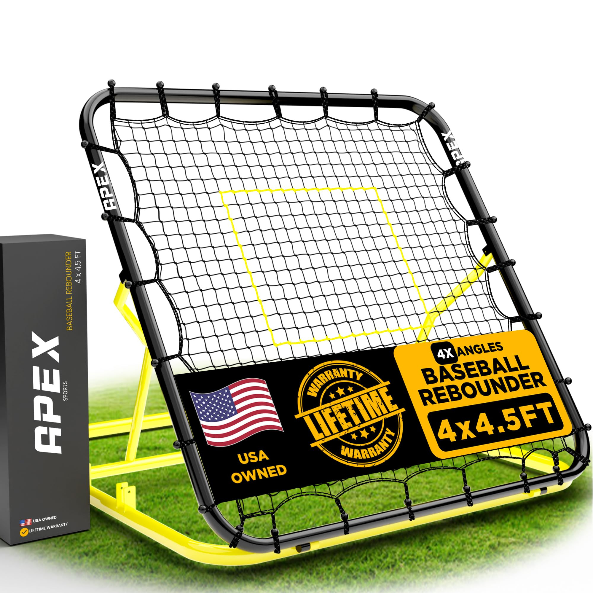 4x4.5 Ft Baseball Rebounder, Multi-Sport Trainer for Soccer and Volleyball, Adjustable Angles, Ea... | Amazon (US)