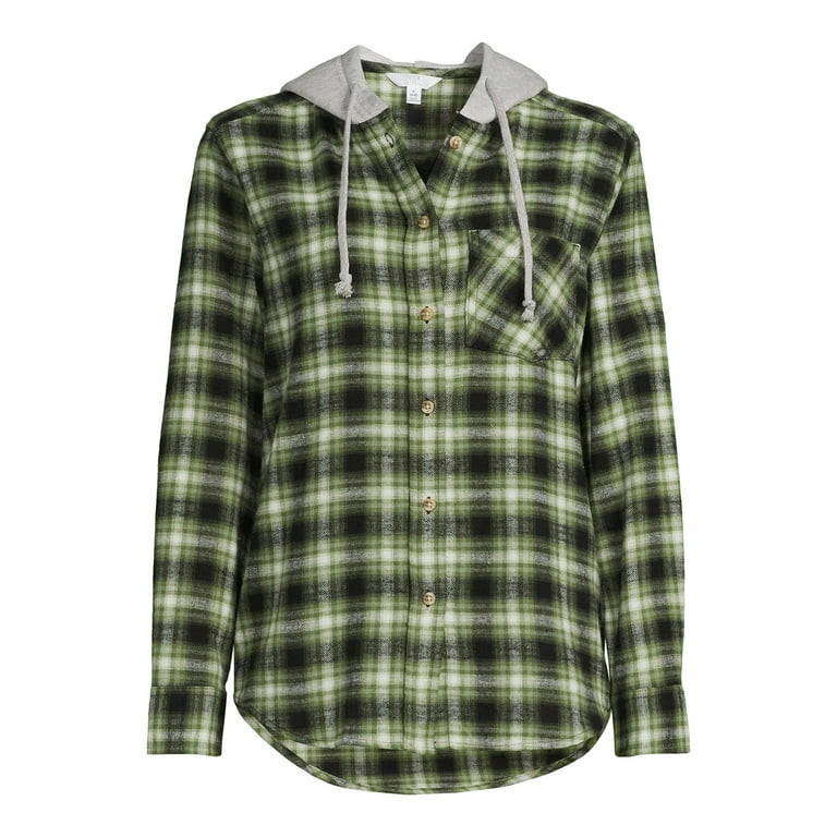 Time And Tru Women's Hooded Flannel | Walmart (US)