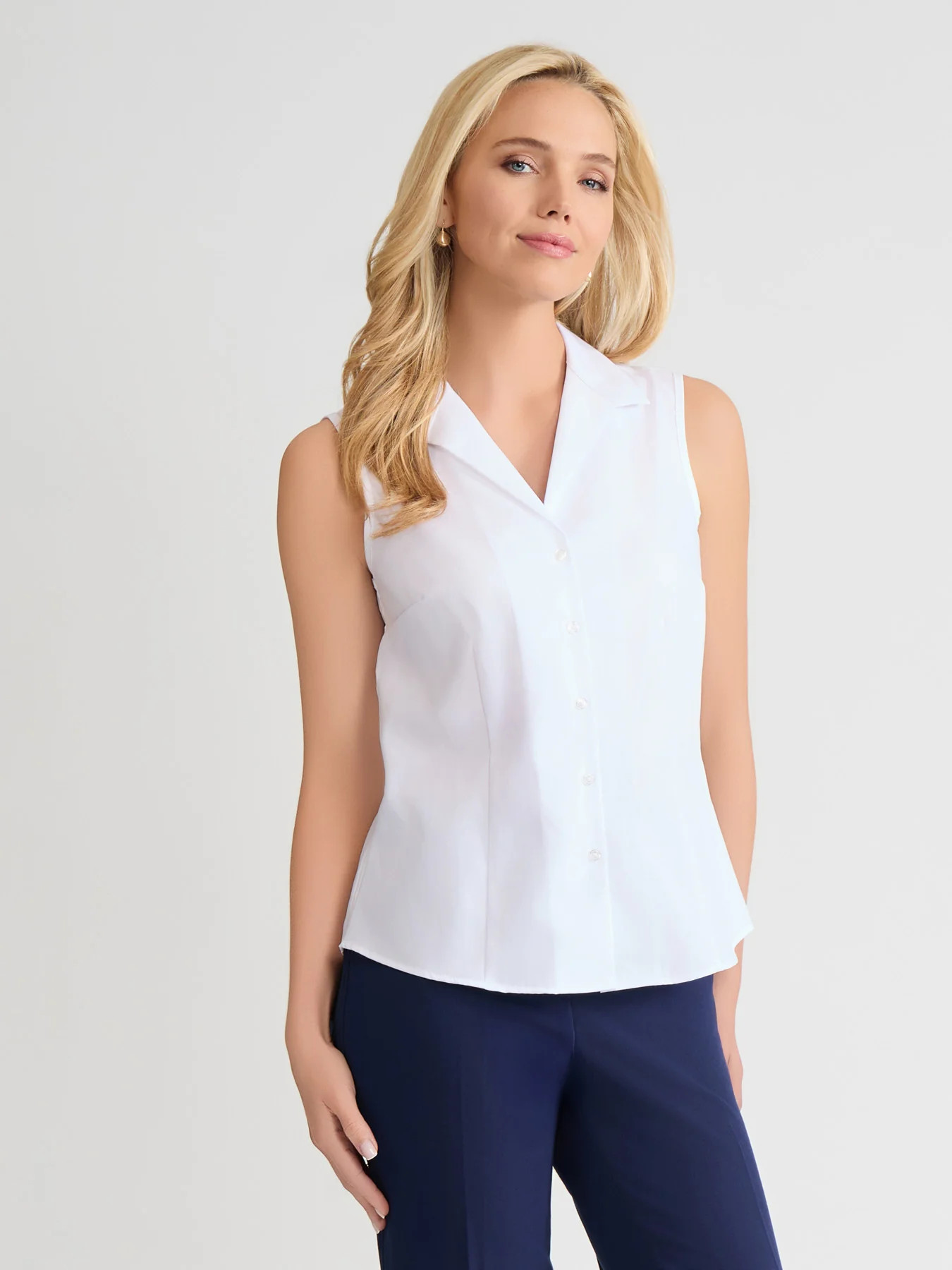 Easy-Care Sleeveless Button-Up Shirt | Jones New York