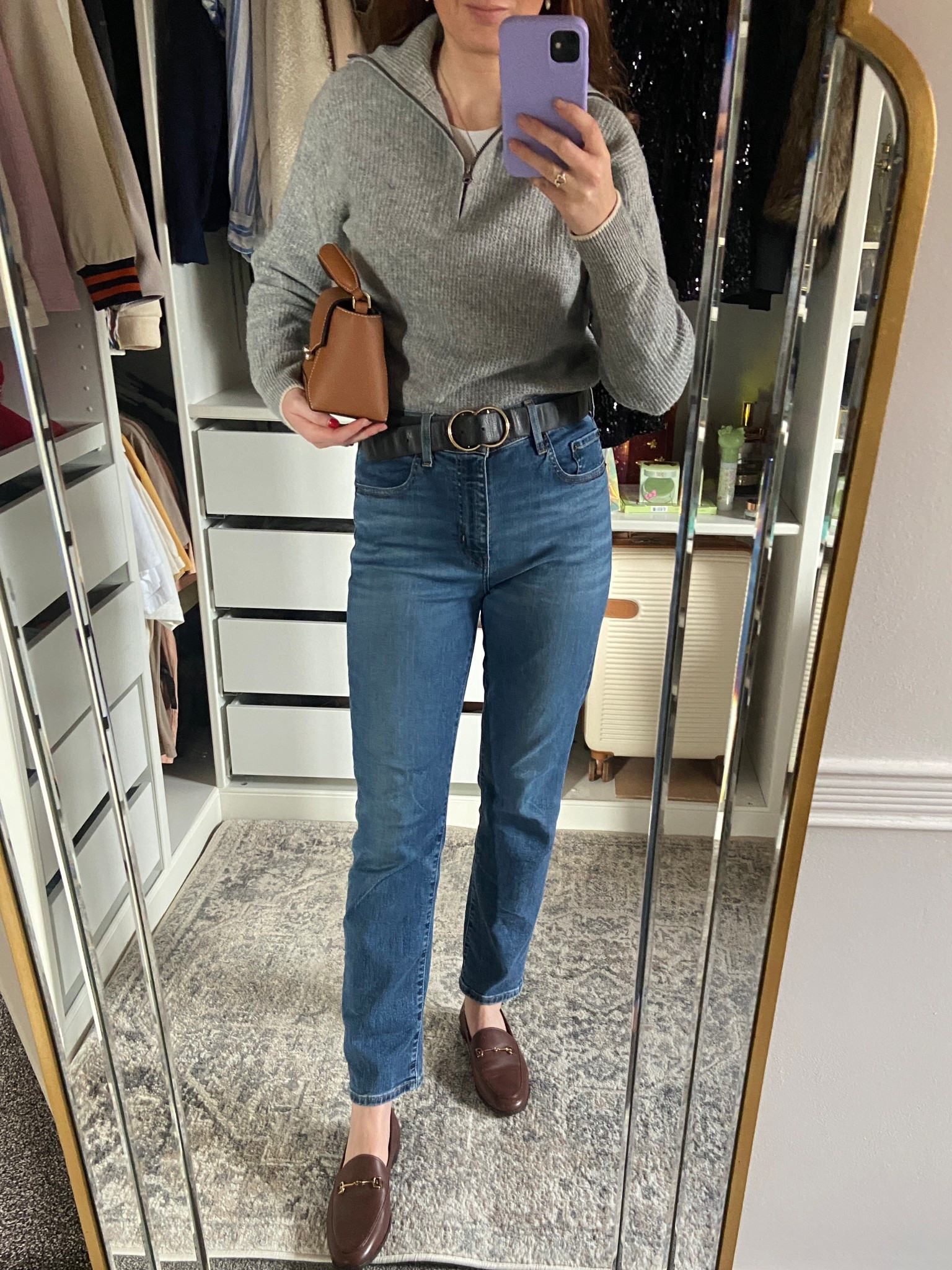 Cosy and classic for Autumn 🍂 a grey half zip sweater, straight leg jeans, and brown loafers for an effortless weekend look. I added a black belt and tan bag to pull it together, perfect for Saturday errands, a coffee run, or the flower market. Linked a few affordable alternatives too 🍂☕️🥐

#LTKuk #LTKjeans #LTKautumn