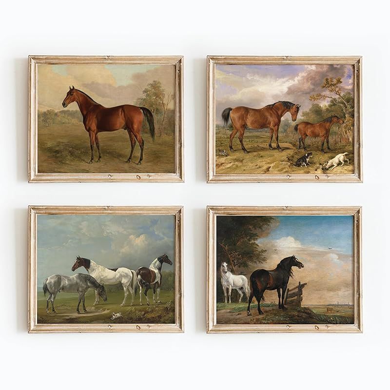 Vintage Wall Art, Vintage Farmhouse Wall Decor,horse Painting, Horse Wall Art, Horse Pictures, Fa... | Amazon (US)
